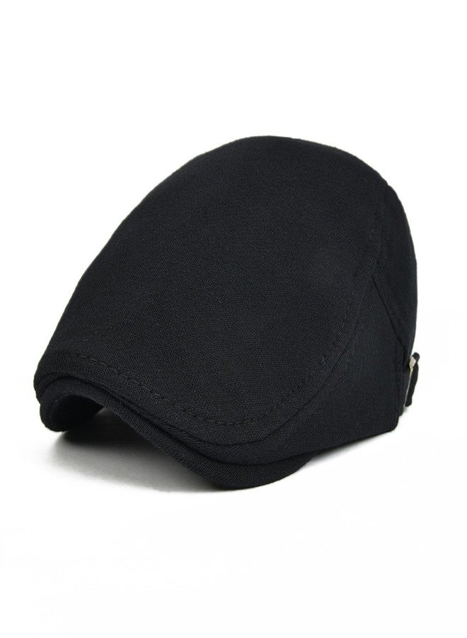 VOBOOM Men Newsboy Cap Cotton Flat Ivy Gatsby Driving Hat (Black) - Image 1